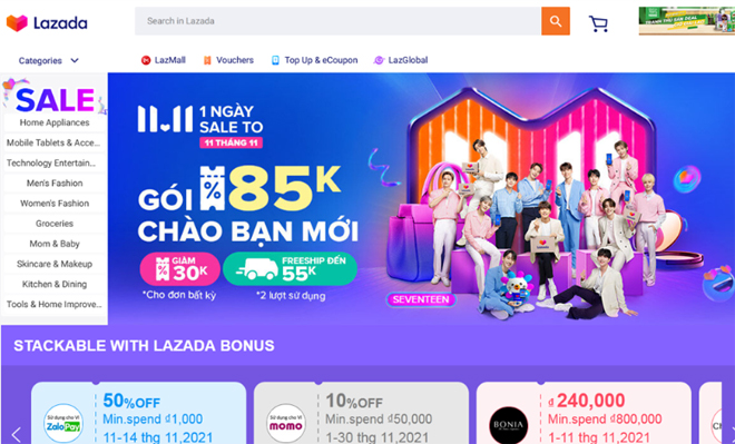 Nền tảng thương mại điện tử Lazada Việt Nam. Ảnh: BNEWS